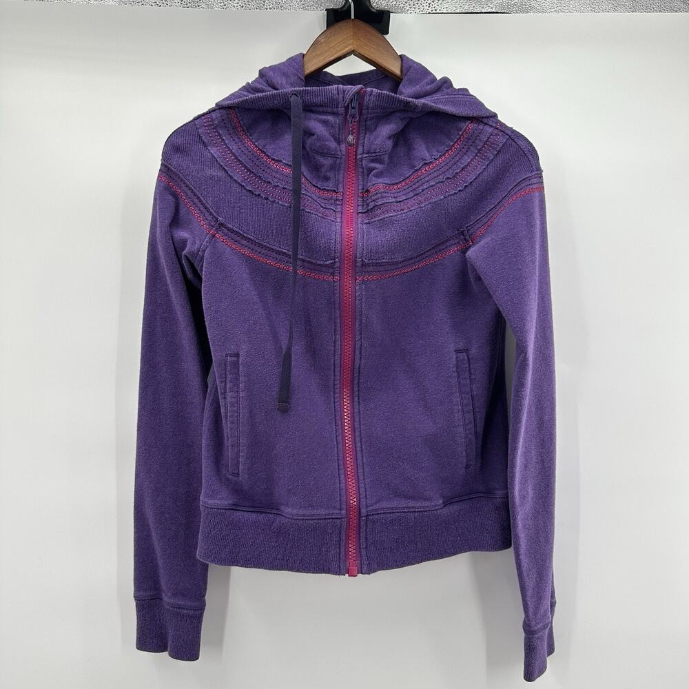 Lululemon Sweatshirt Womens 6 Purple Stitched Feel Good Hoodie Stretch Pockets